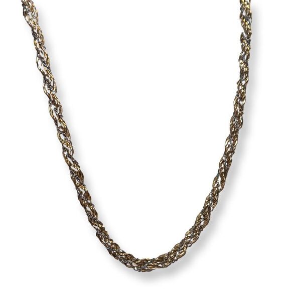 Vintage Monet Gold & Silver Tone Twisted Rope Chain Heavy Duty Necklace - Picture 2 of 6